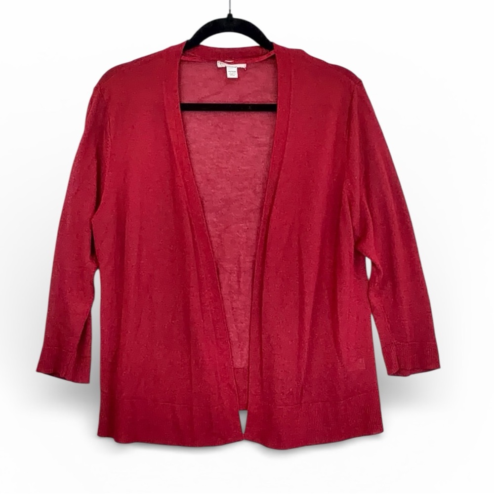 Cato Women's Lightweight Open Front Cardigan 14/16 Cherry Red Subtle Shimmer